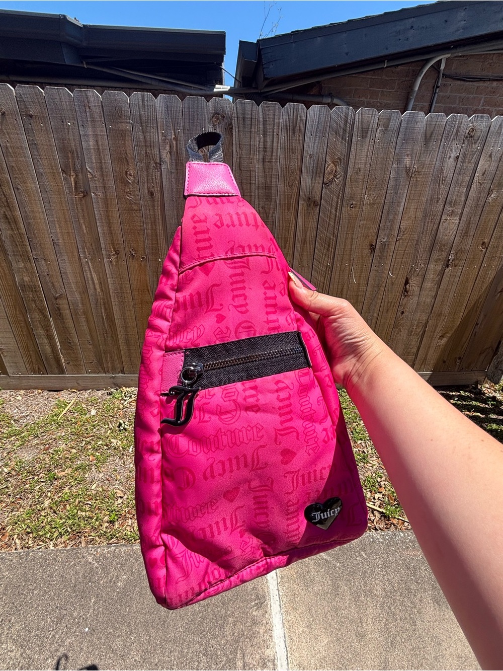 Juicy Couture Hot Pink Crossbody Sling Bag with Logo